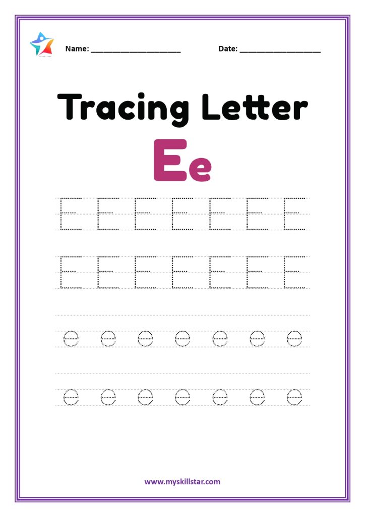 tracing letter e