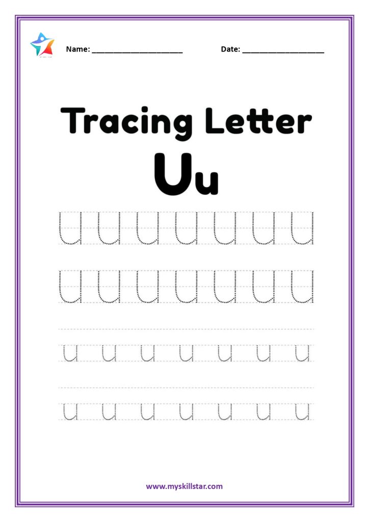 alphabet tracing worksheetss letter u