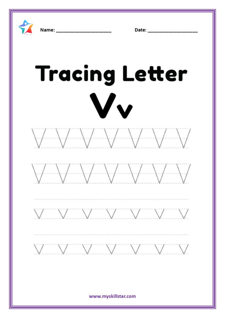 tracing worksheets letter v