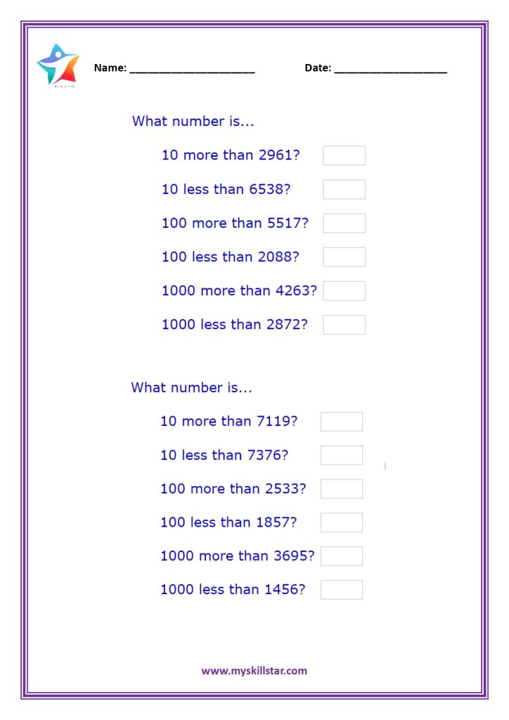 Math Worksheets for Grade 4